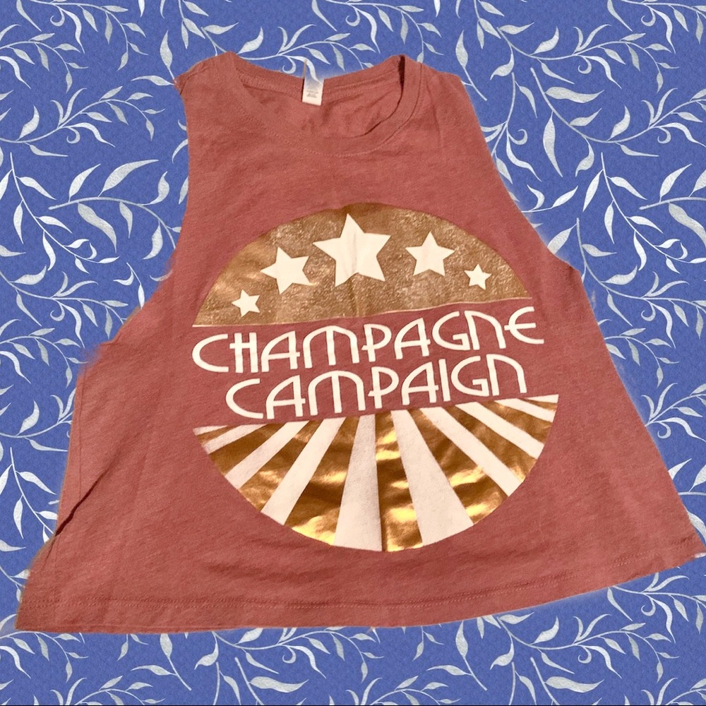 Champagne Campaign cropped racerback tank!
